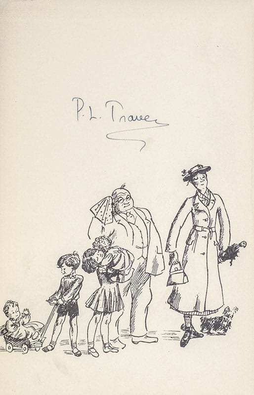 Mary Poppins (right) and the Banks: Jane, Michael and the twins. (Image Credit: Raptis Rare Books)